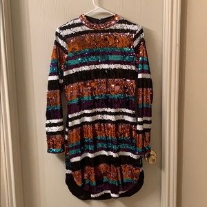 Sequin stripped mini dress NWOT